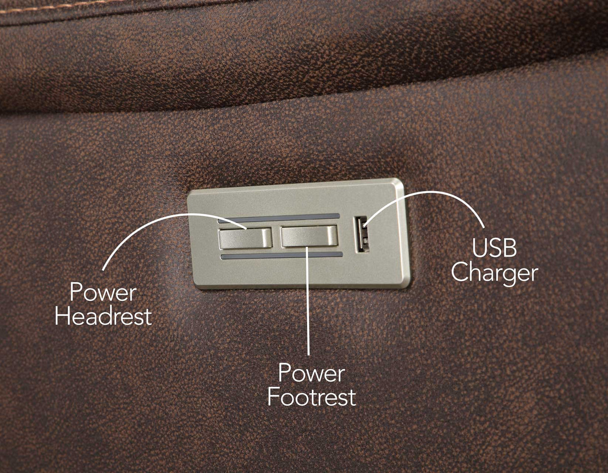 Valencia Walnut Dual-Power Leatherette Recliner by Steve Silver at Eve Furniture