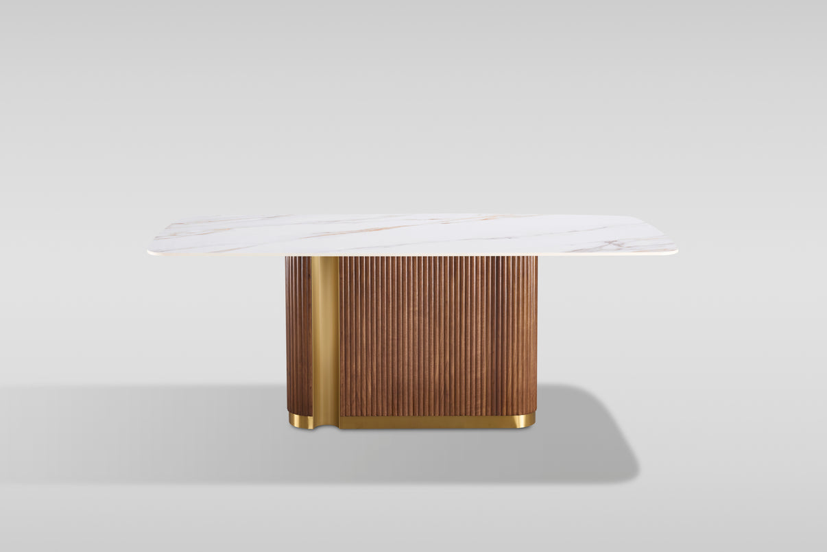 Valente (White/Walnut) Dining Room Set by New Era Innovations at Eve Furniture