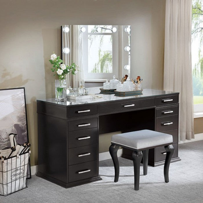 Valentina Obsidian Gray Vanity Set by Furniture of America at Eve Furniture