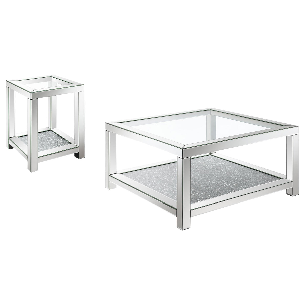 Valentina Silver 2-Piece Mirrored Coffee and End Table Set by Coaster at Eve Furniture