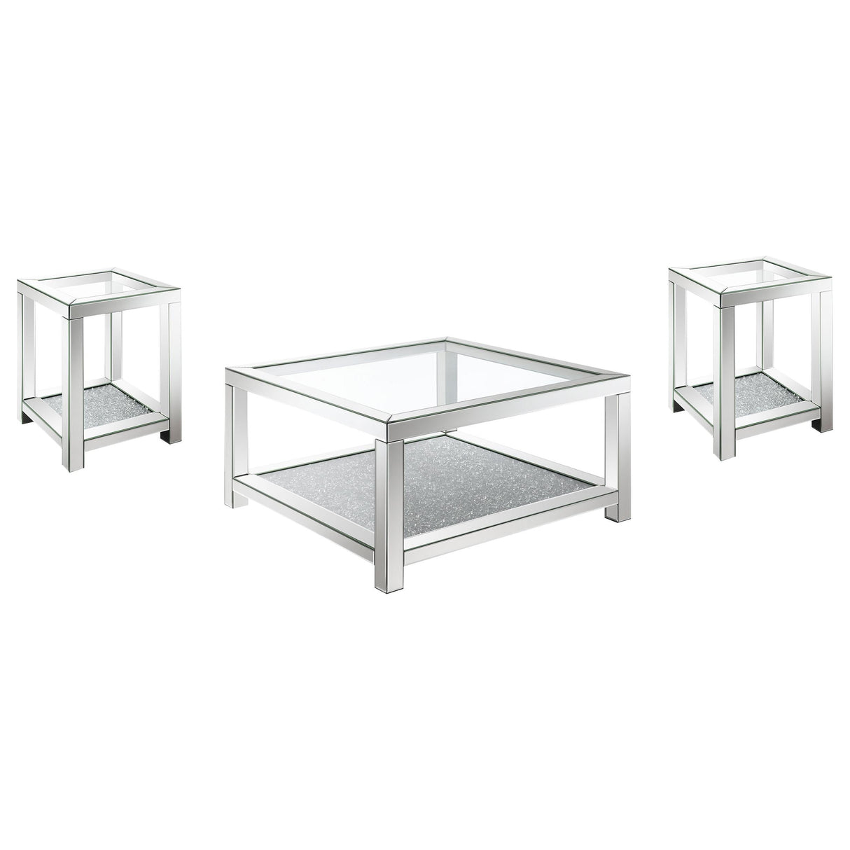 Valentina Silver 3-Piece Mirrored Coffee and End Table Set by Coaster at Eve Furniture