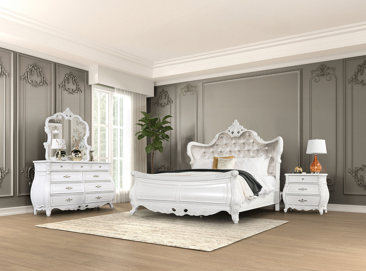Valentini White/Tan King Bed by Furniture of America at Eve Furniture
