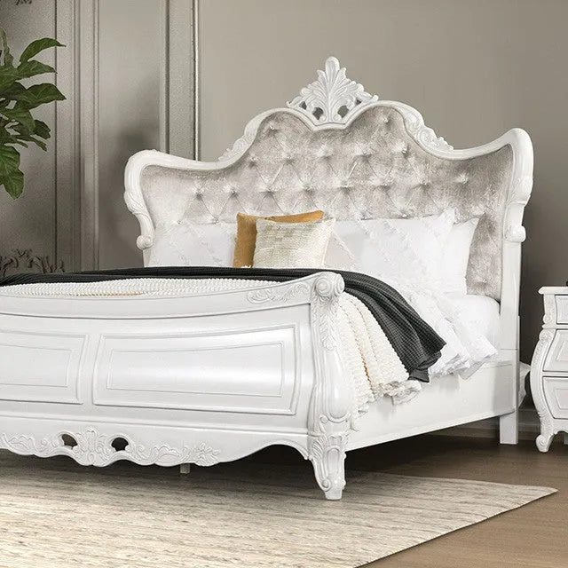 Valentini White/Tan King Bed by Furniture of America at Eve Furniture