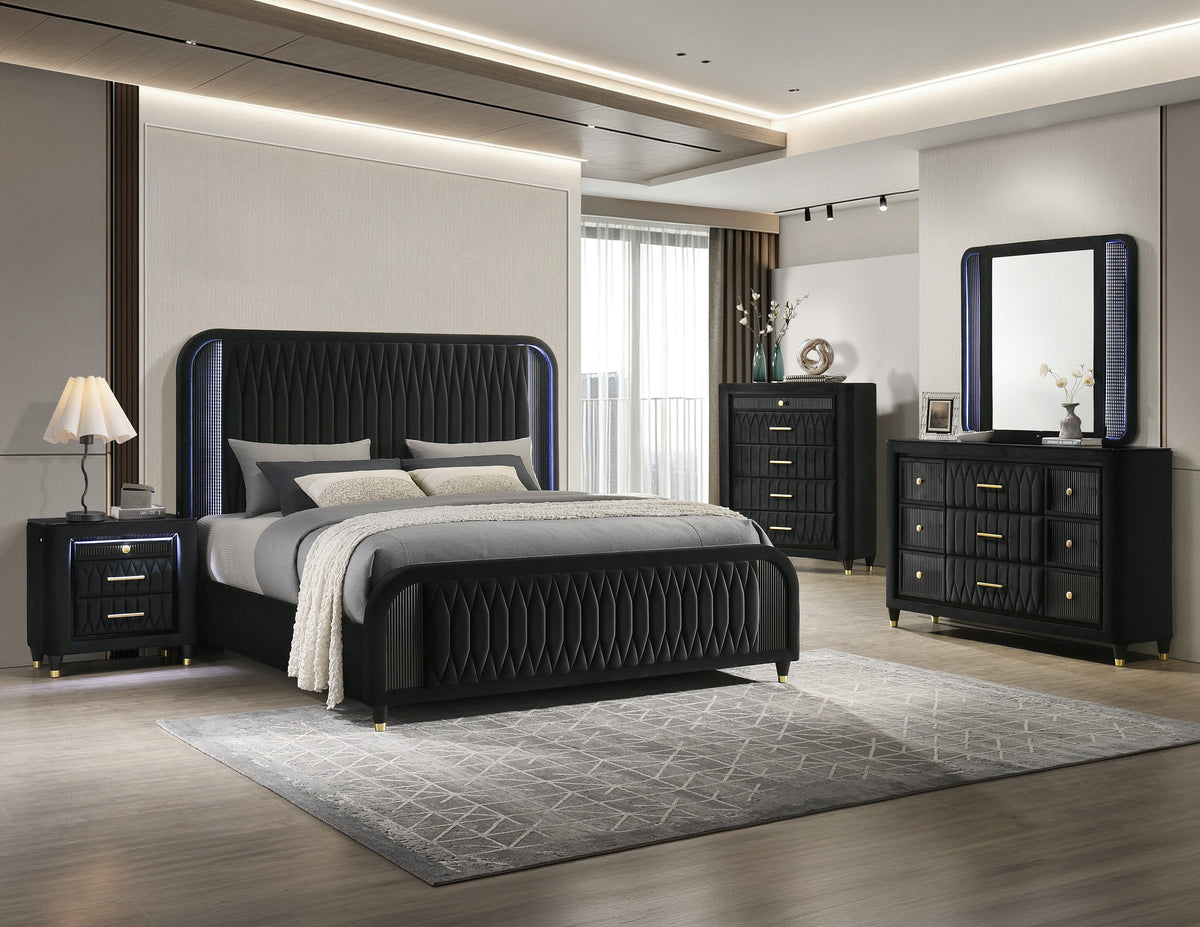 Valeria Black Bedroom Mirror by Crown Mark at Eve Furniture
