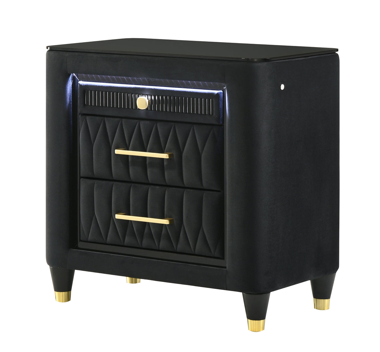 Valeria Black Nightstand by Crown Mark at Eve Furniture