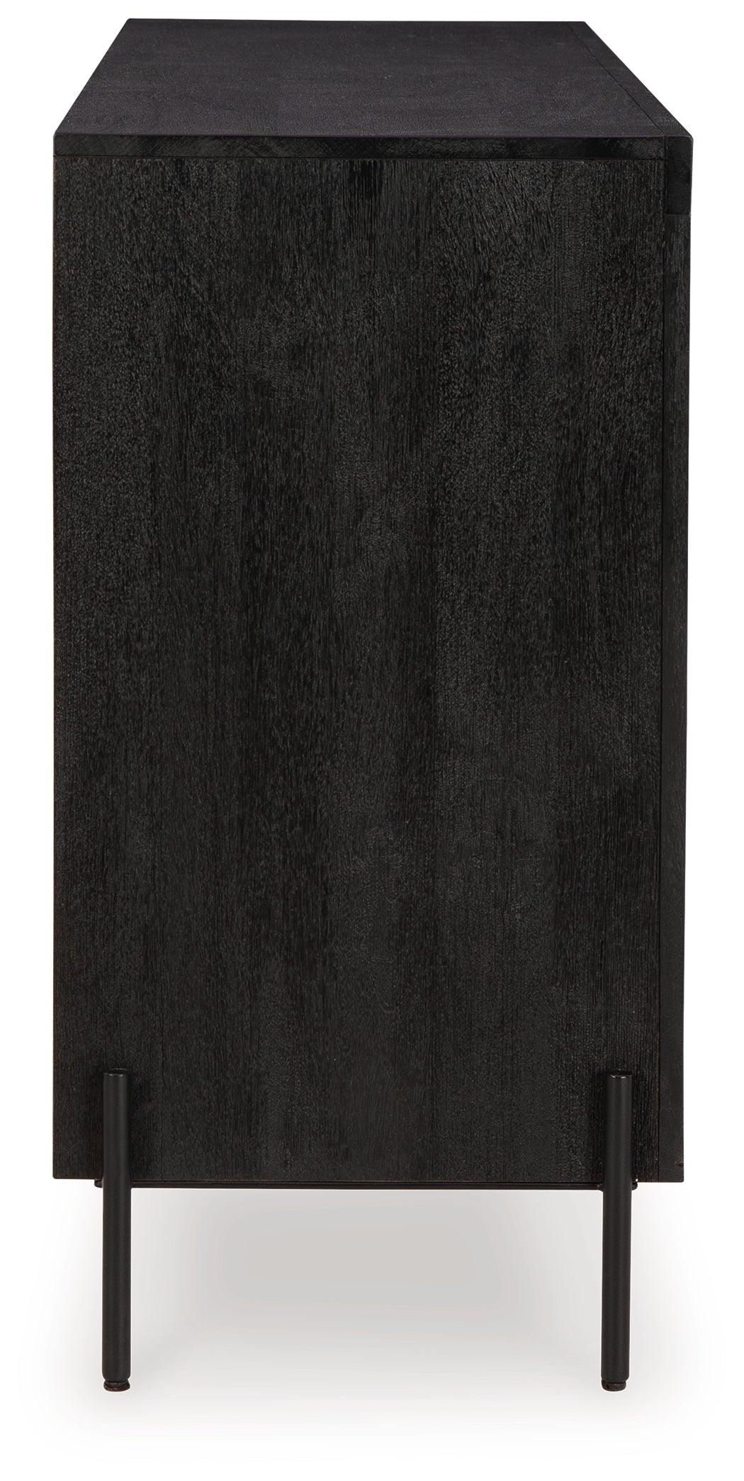 Vallisburg Black/Natural Accent Cabinet by Ashley at Eve Furniture