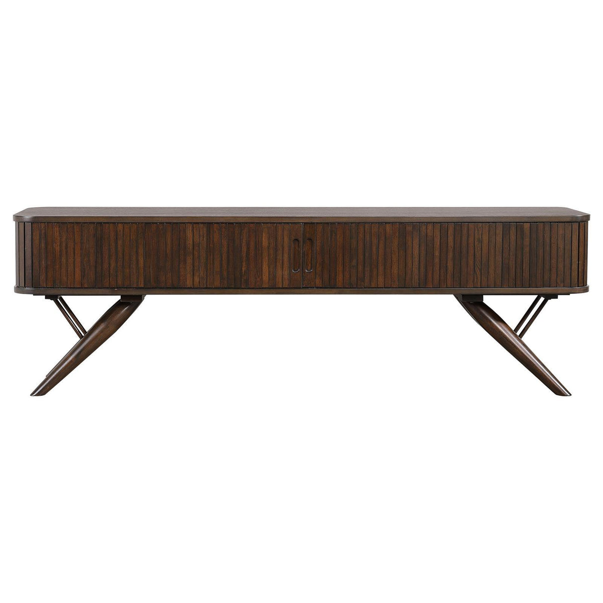 Valna Walnut Rectangular 71" TV Stand with Sliding Doors by Coaster at Eve Furniture