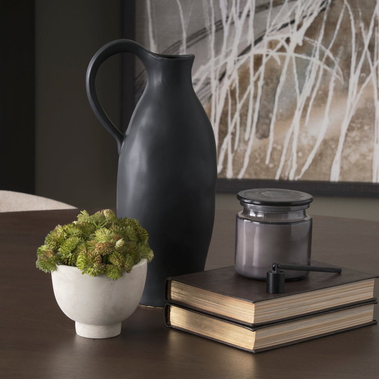 Valora Matte Black Ceramic Jug by Mercana at Eve Furniture
