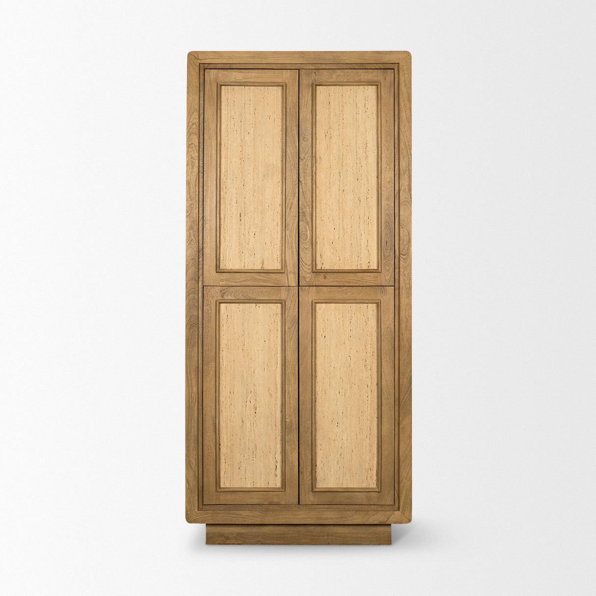 Valterra Light Brown Wood w/ Travertine 4 Door Tall Cabinet by Mercana at Eve Furniture