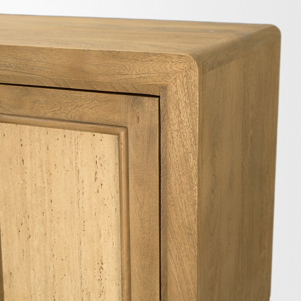 Valterra Light Brown Wood w/ Travertine 4 Door Tall Cabinet by Mercana at Eve Furniture