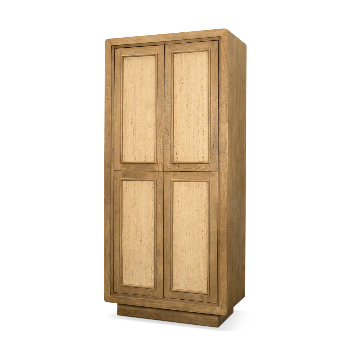 Valterra Light Brown Wood w/ Travertine 4 Door Tall Cabinet by Mercana at Eve Furniture