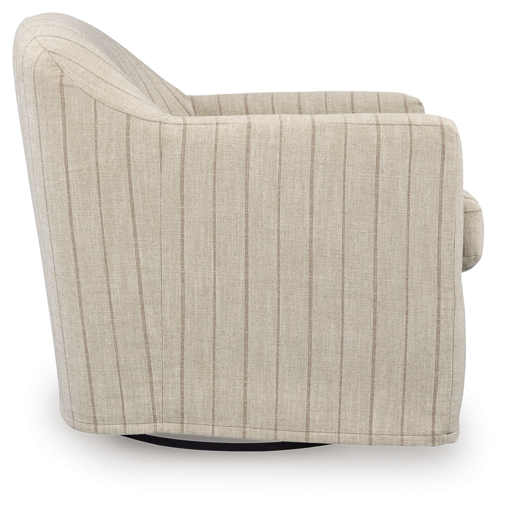 Valwick Cream/Brown Swivel Accent Chair by Ashley at Eve Furniture