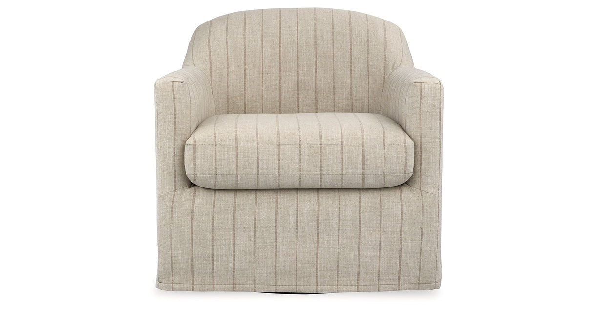 Valwick Cream/Brown Swivel Accent Chair by Ashley at Eve Furniture