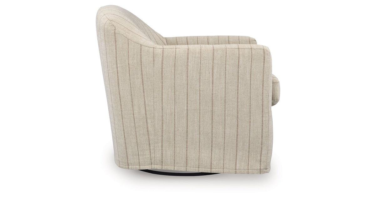 Valwick Cream/Brown Swivel Accent Chair by Ashley at Eve Furniture