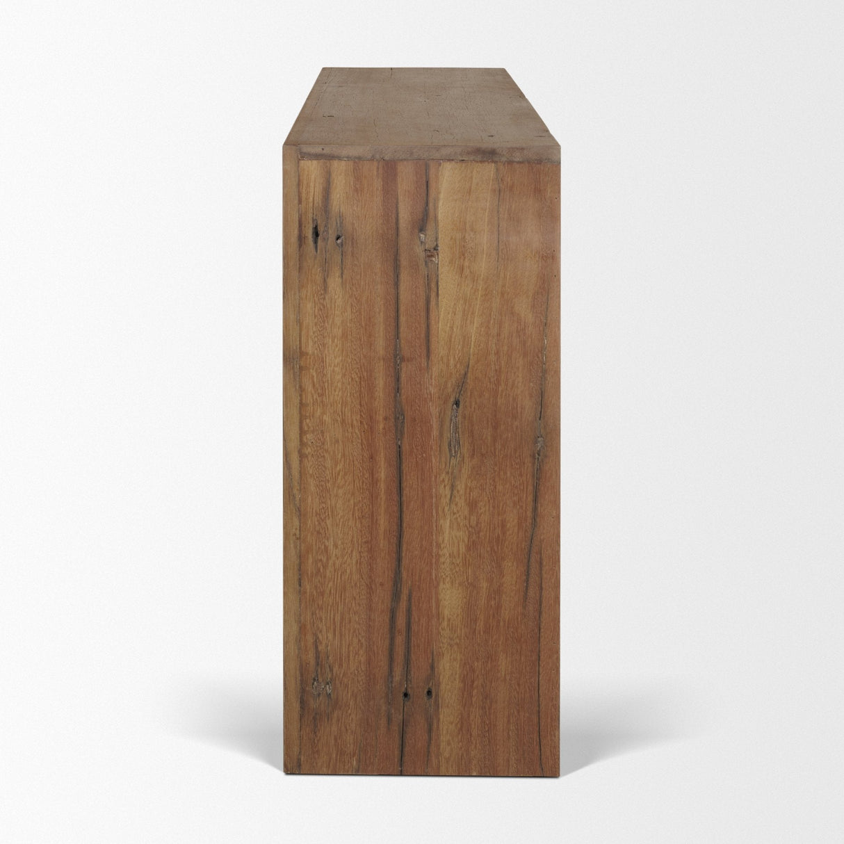 Vance Mid-Dark Brown Reclaimed Wood Rounded Console Table by Mercana at Eve Furniture
