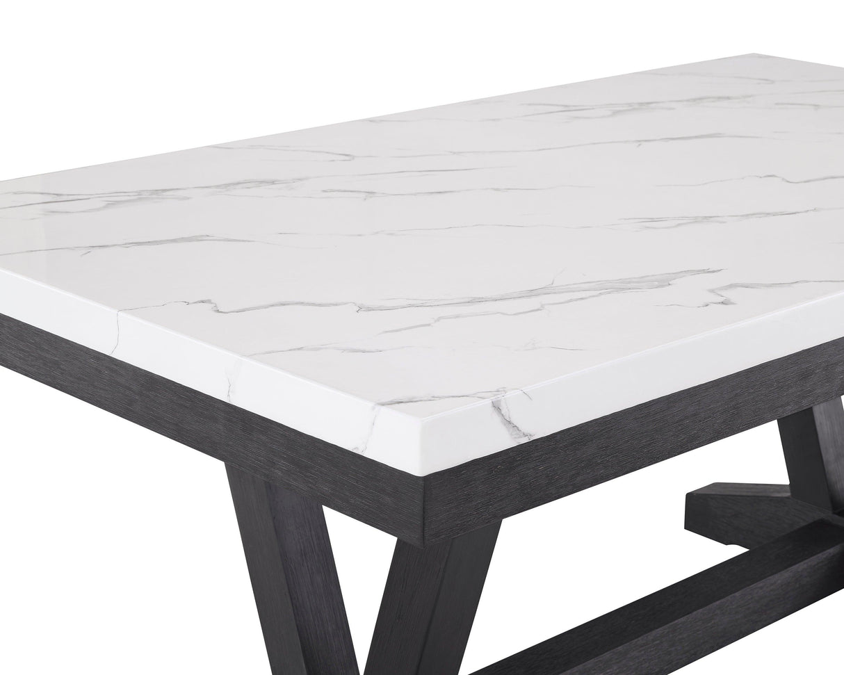 Vance White and Black Faux Marble Dining Table by Crown Mark at Eve Furniture