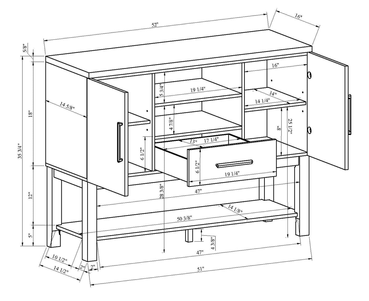 Vance Black Faux Marble Top Sideboard by Crown Mark at Eve Furniture
