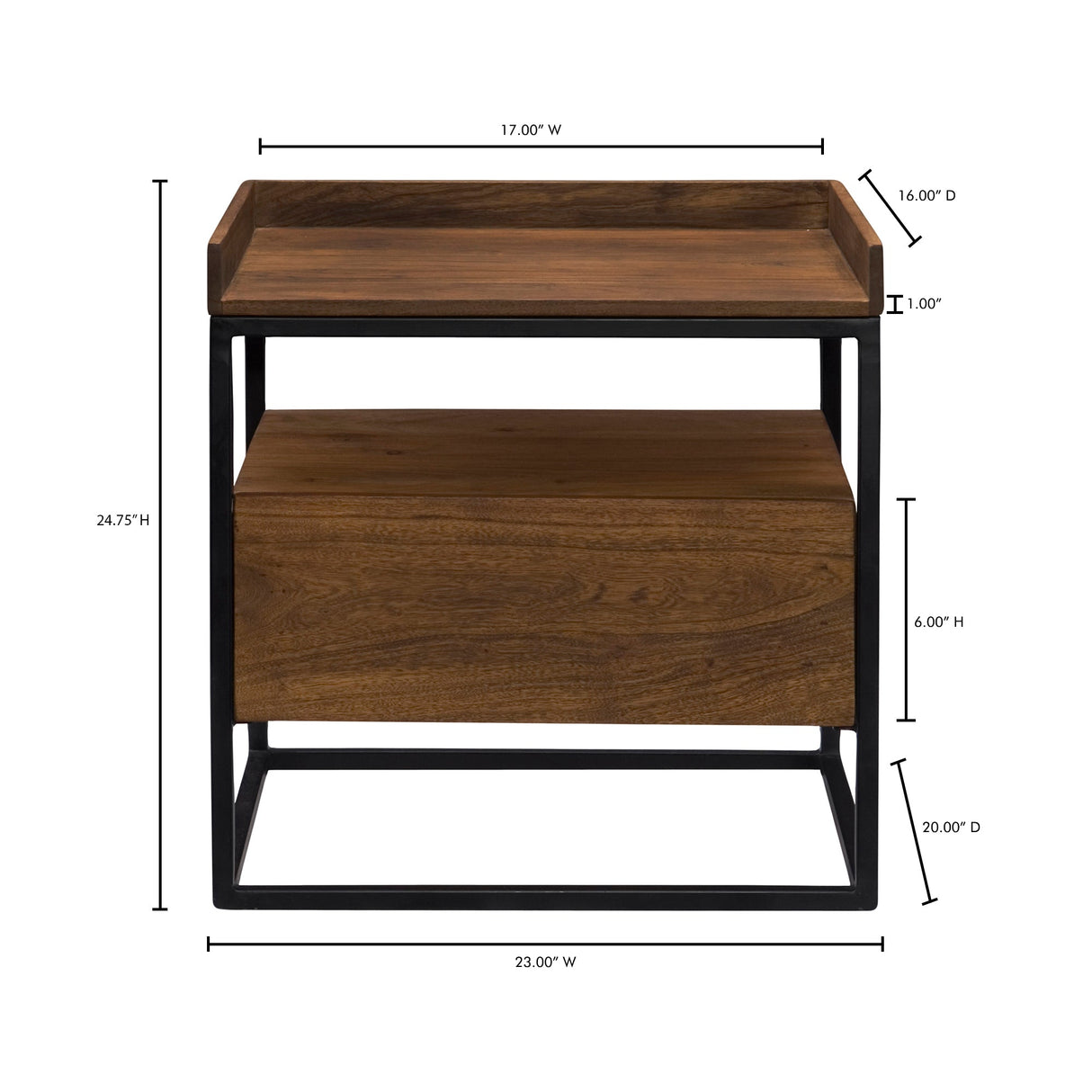 Vancouver Brown Side Table by Moe's Home at Eve Furniture