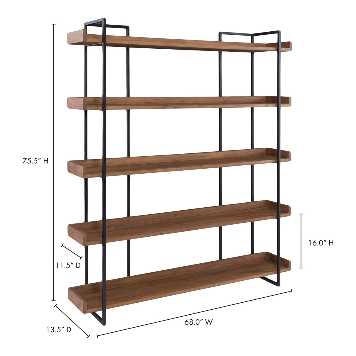 Vancouver Light Brown Large Bookshelf by Moe's Home at Eve Furniture