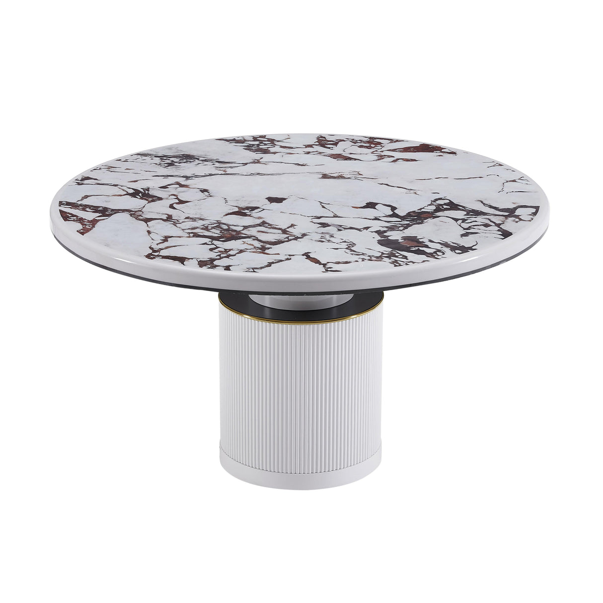 Vanessa White Marble Lacquer 53" Round Dining Table by TOV Furniture at Eve Furniture