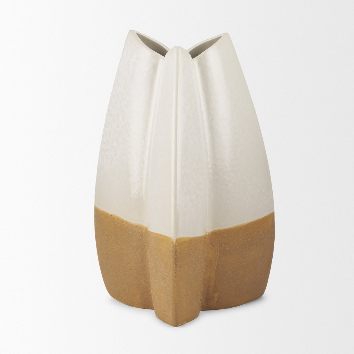 Vania Large Off White w/ Tan Textured Ceramic Vase by Mercana at Eve Furniture