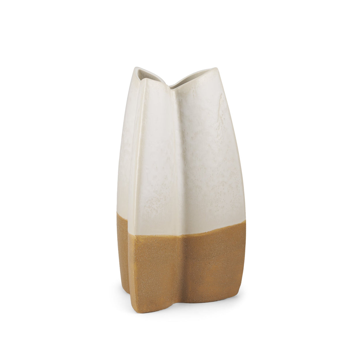 Vania Small Off White w/ Tan Textured Ceramic Vase by Mercana at Eve Furniture