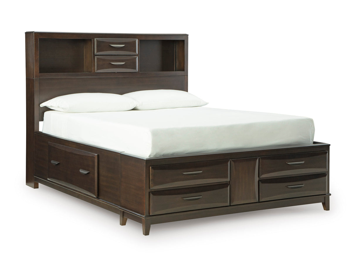 Vanmore Dark Brown Bookcase Storage Platform Bedroom Set by Ashley at Eve Furniture