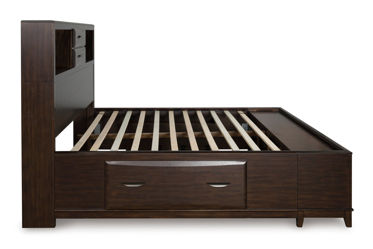 Vanmore Dark Brown California King Bookcase Storage Platform Bed by Ashley at Eve Furniture