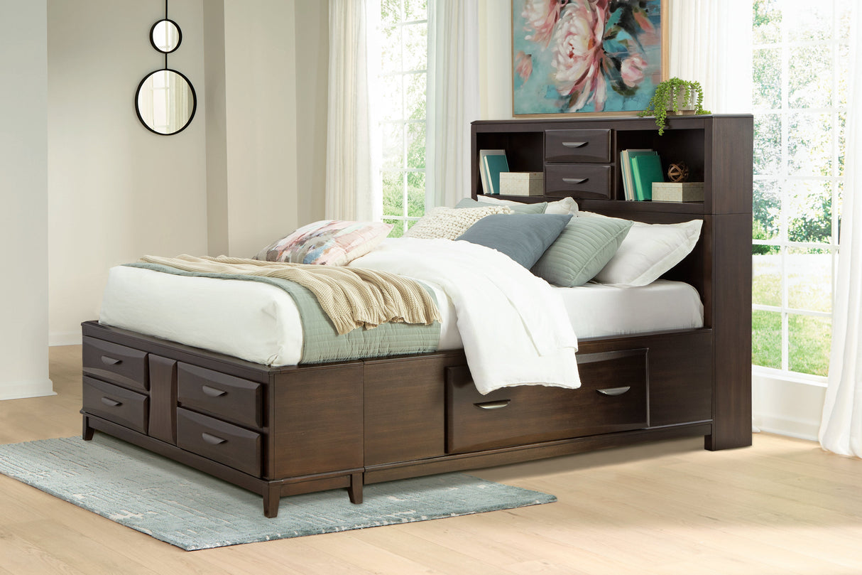 Vanmore Dark Brown Full Bookcase Storage Platform Bed by Ashley at Eve Furniture