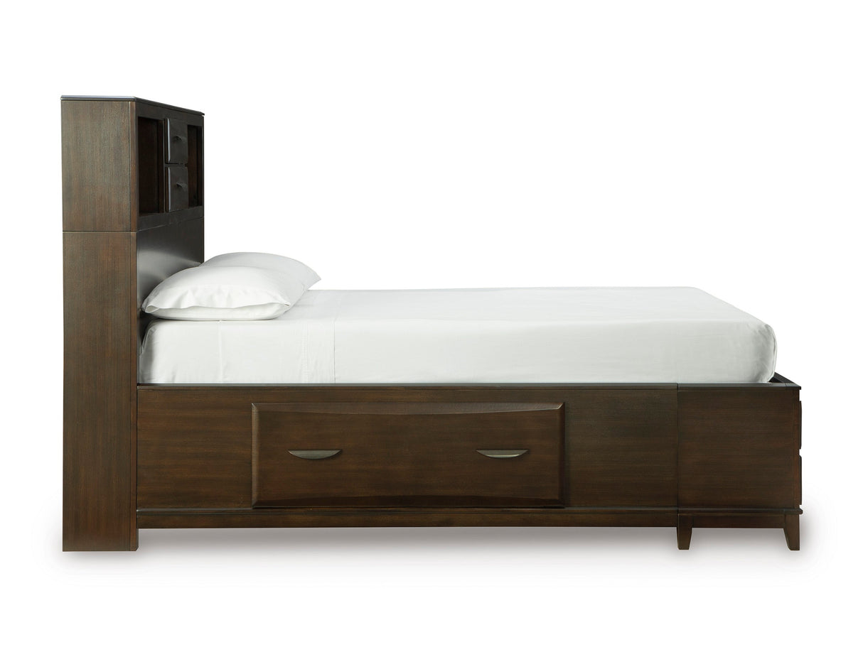 Vanmore Dark Brown Queen Bookcase Storage Platform Bed by Ashley at Eve Furniture