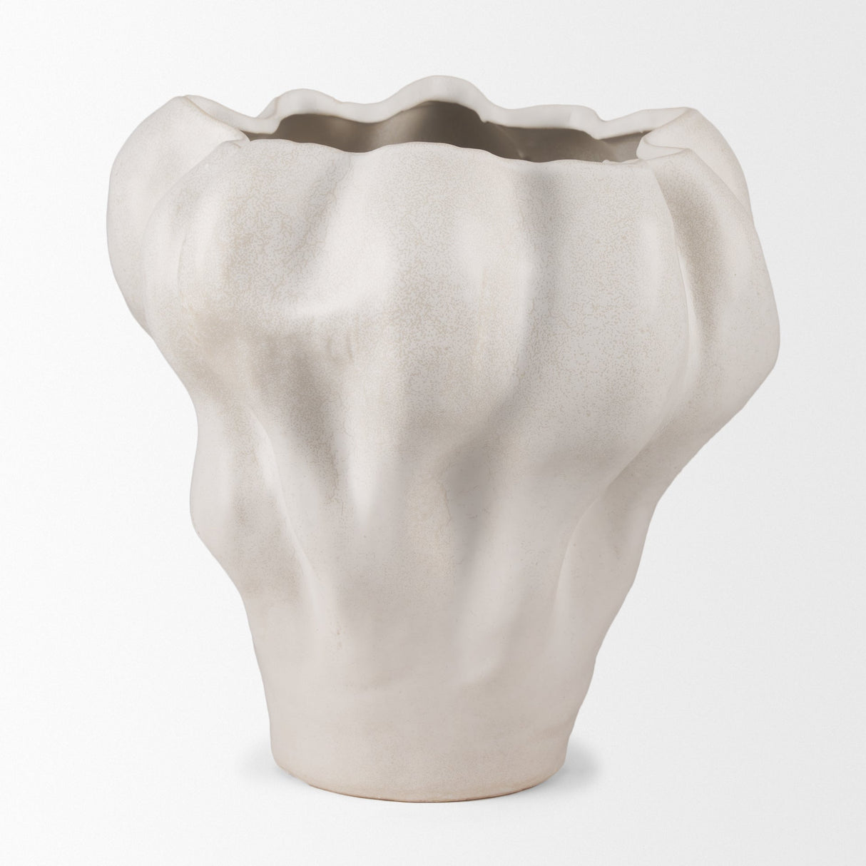 Vanna Sculptural Cream Glazed Ceramic Vase by Mercana at Eve Furniture