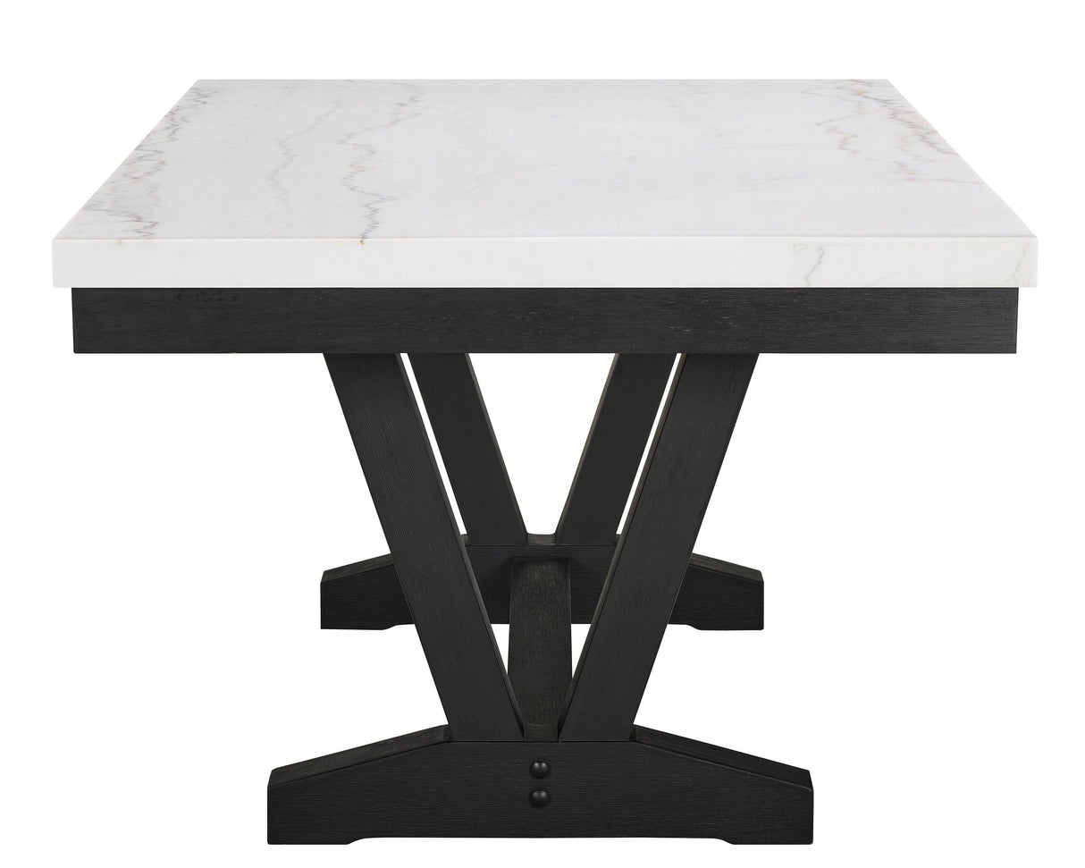 Varley White and Black Genuine Marble Dining Table by Crown Mark at Eve Furniture