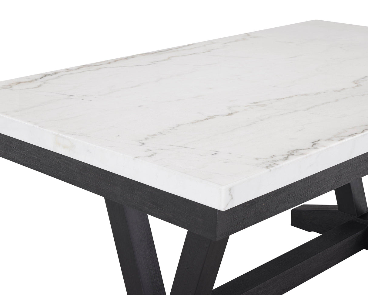 Varley White and Black Genuine Marble Dining Table by Crown Mark at Eve Furniture