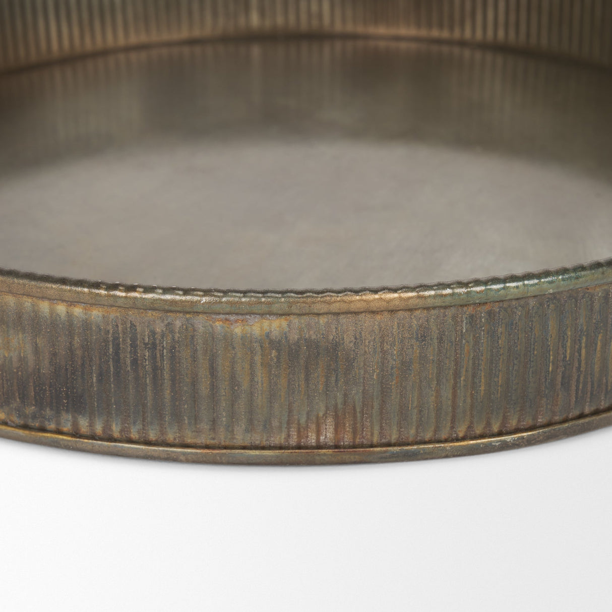 Varun Round Antiqued Brass Metal Tray (Set of 2) by Mercana at Eve Furniture