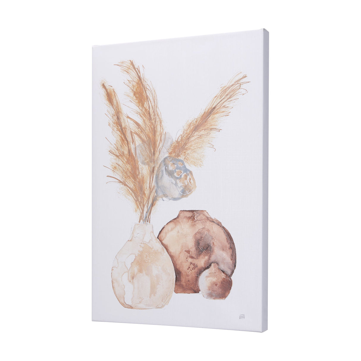 Vase Gray Lotus Pods by Mercana Studio a Hand Embellished Textured Canvas by Mercana at Eve Furniture