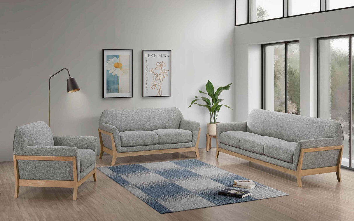 Vaughn 3-piece Fabric Upholstered Flared Arm Sofa Set Grey by Coaster at Eve Furniture