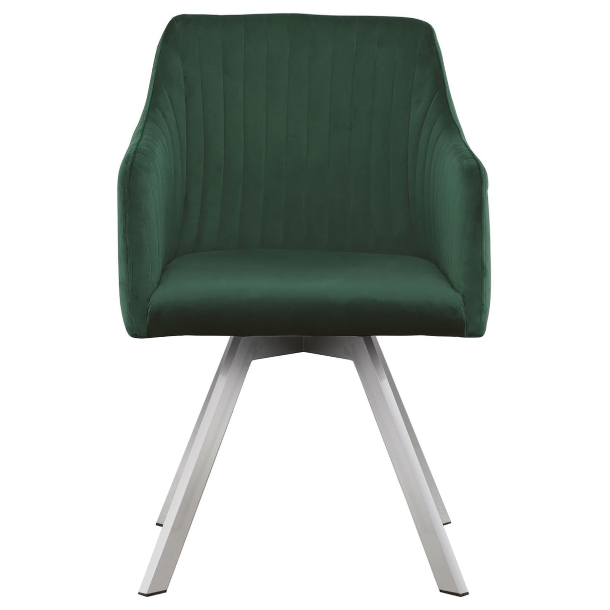 Veena Chrome and Green Round Dining Room Set with Swivel Chairs by Coaster at Eve Furniture