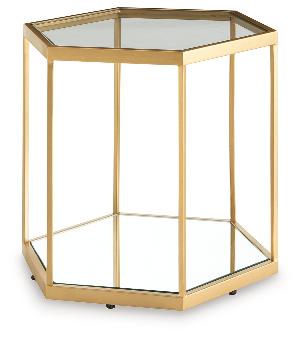 Veerwick Gold Finish Accent Coffee Table by Ashley at Eve Furniture
