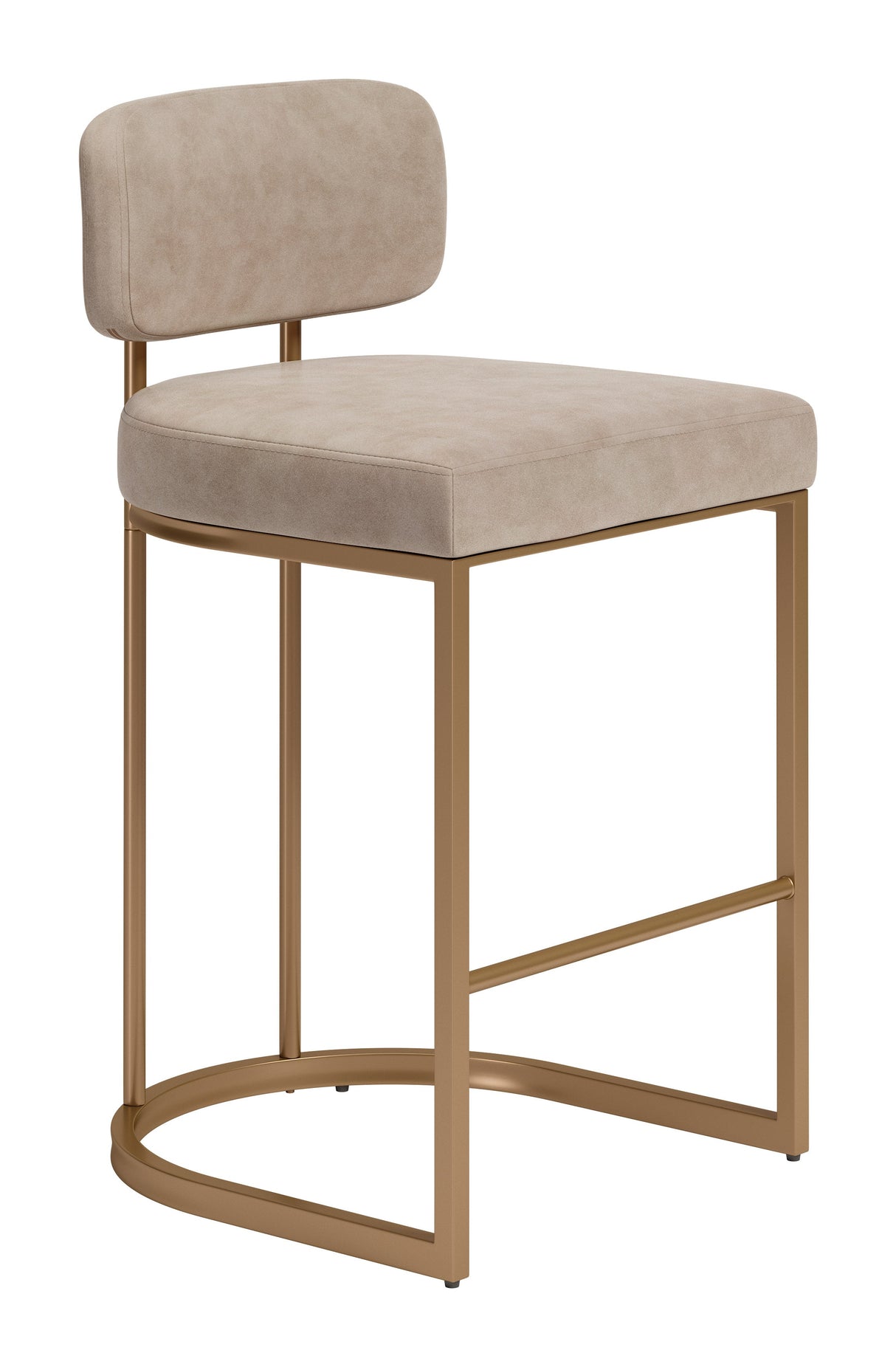 Velar Beige & Bronze Counter Stool (Set of 2) by Zuomod at Eve Furniture