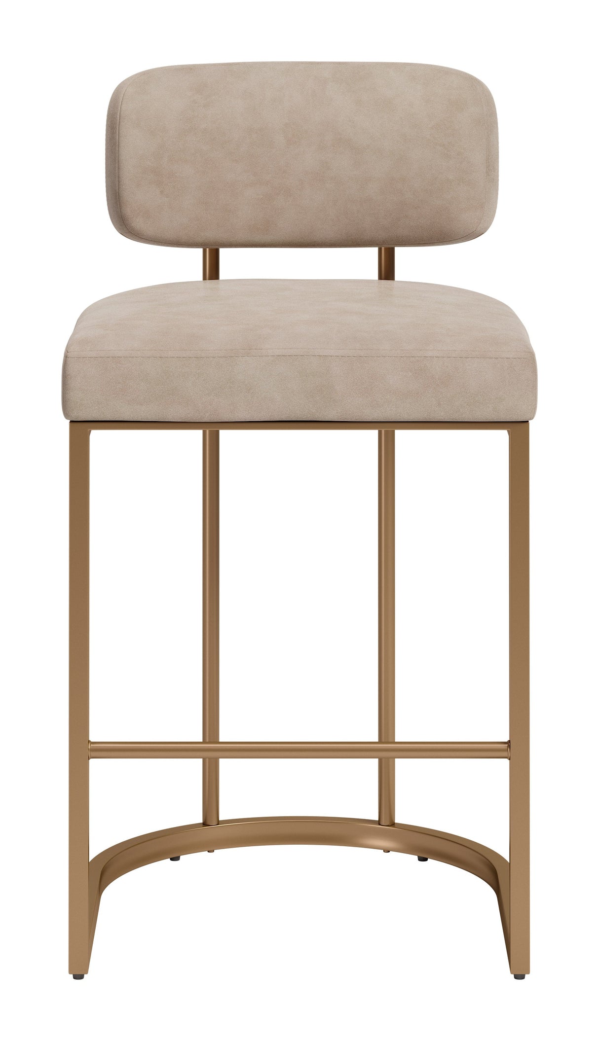 Velar Beige & Bronze Counter Stool (Set of 2) by Zuomod at Eve Furniture
