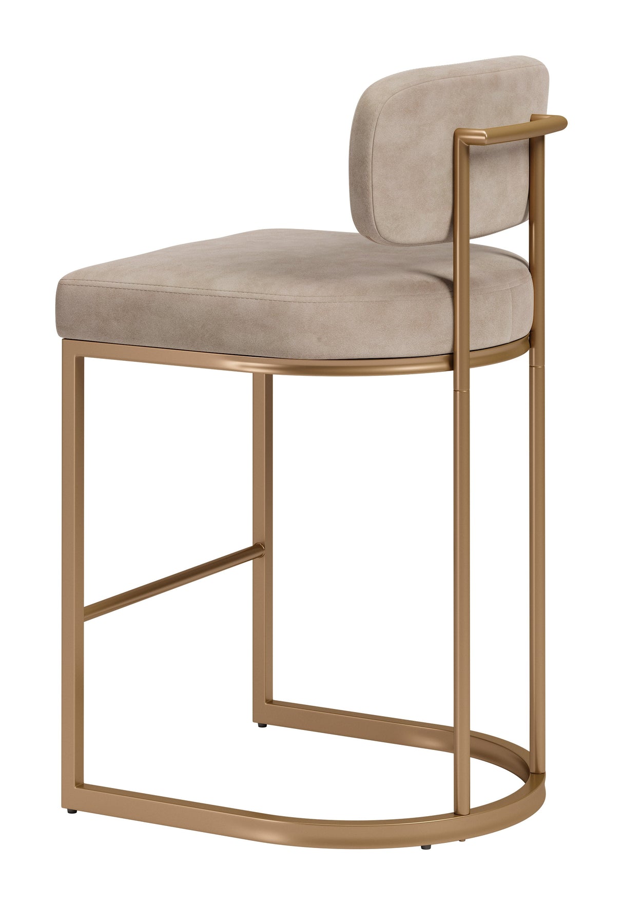 Velar Beige & Bronze Counter Stool (Set of 2) by Zuomod at Eve Furniture
