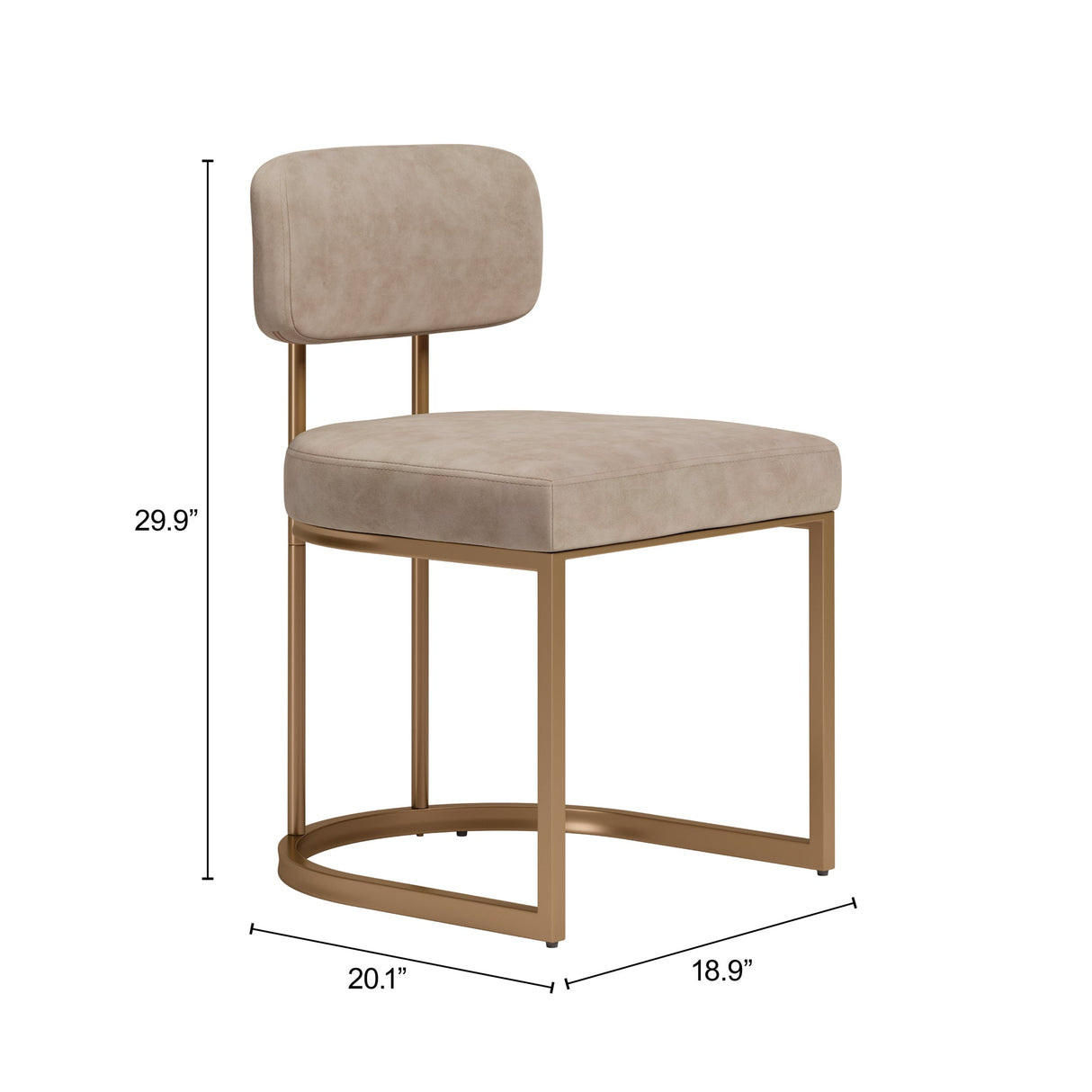 Velar Beige & Bronze Dining Chair (Set of 2) by Zuomod at Eve Furniture