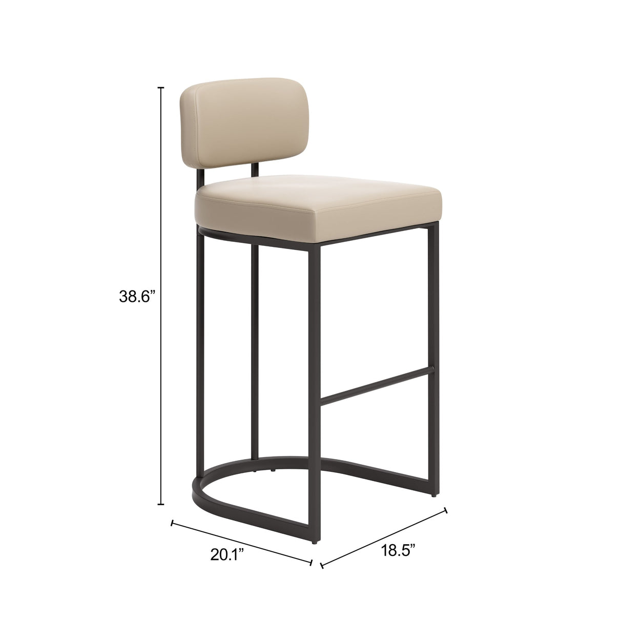 Velar Beige & Gray Barstool (Set of 2) by Zuomod at Eve Furniture