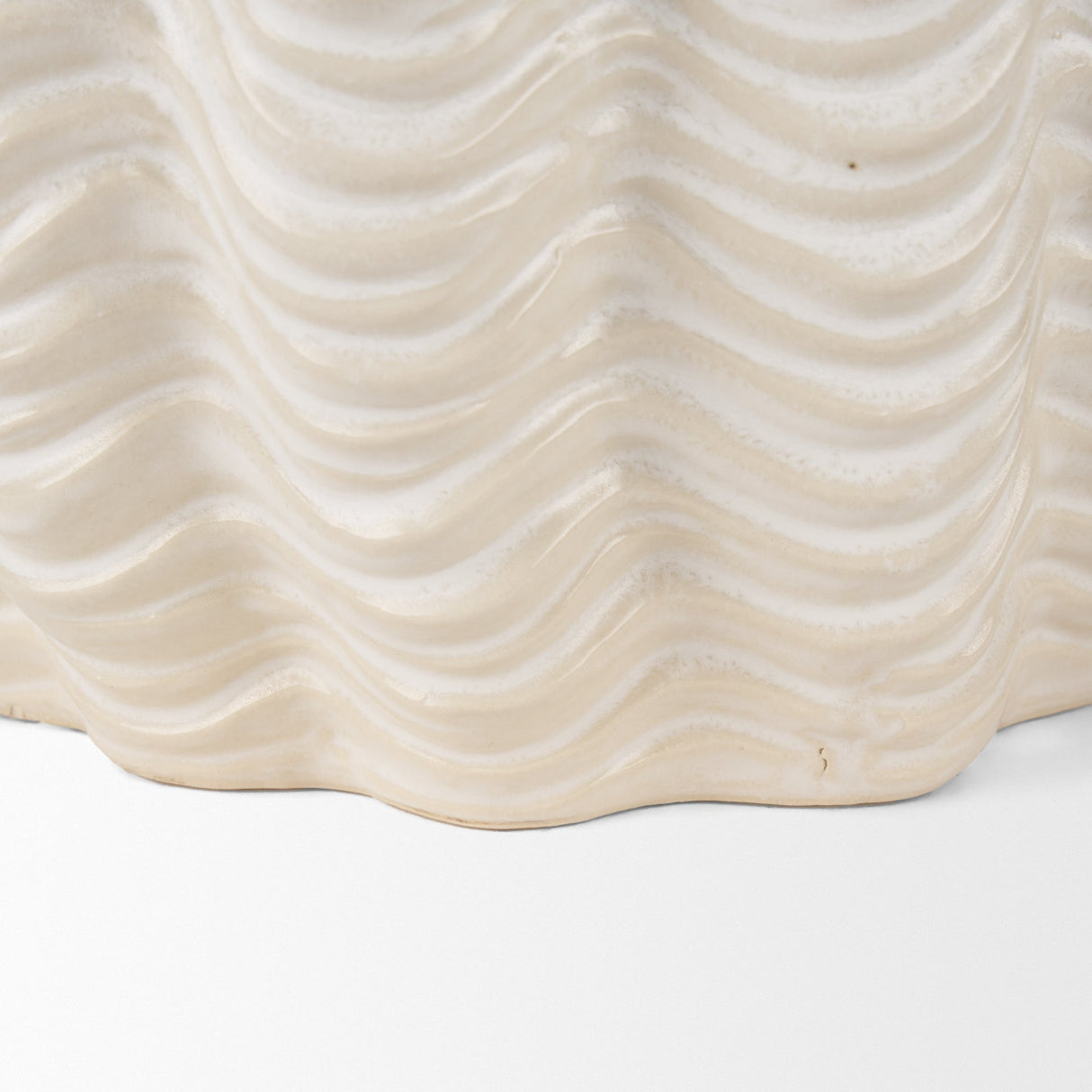 Velia Short Seashell Sculptural Cream Glazed Ceramic Vase by Mercana at Eve Furniture
