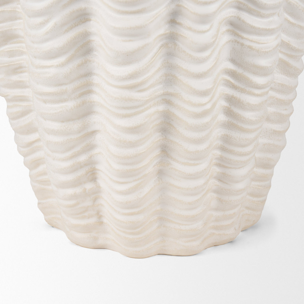Velia Tall Seashell Sculptural Cream Glazed Ceramic Vase by Mercana at Eve Furniture