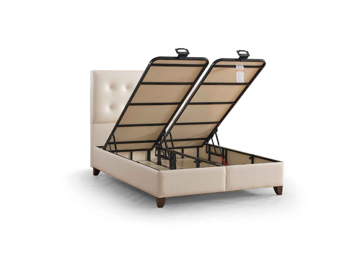 Vella Storage Bed With Headboard Beige by Furnia at Eve Furniture