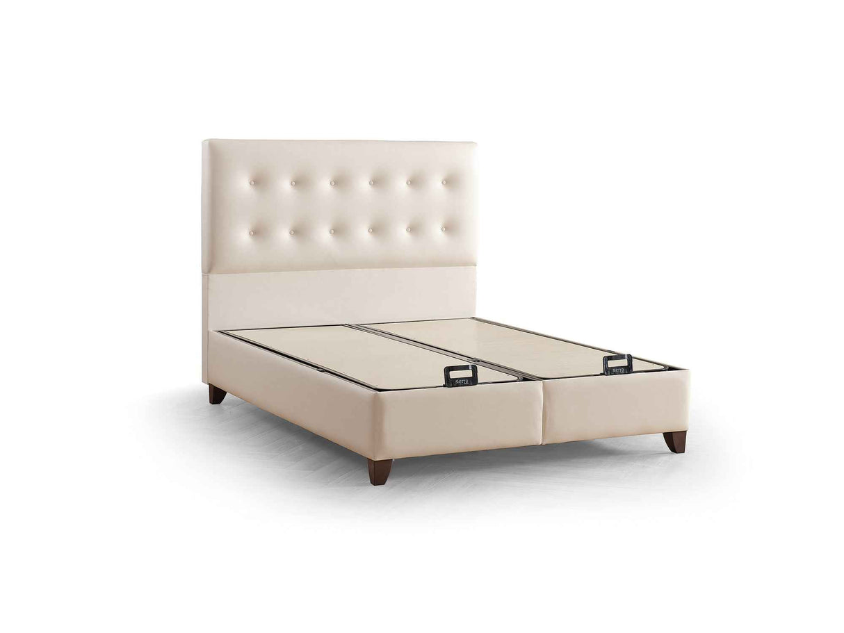 Vella Storage Bed With Headboard Beige by Furnia at Eve Furniture