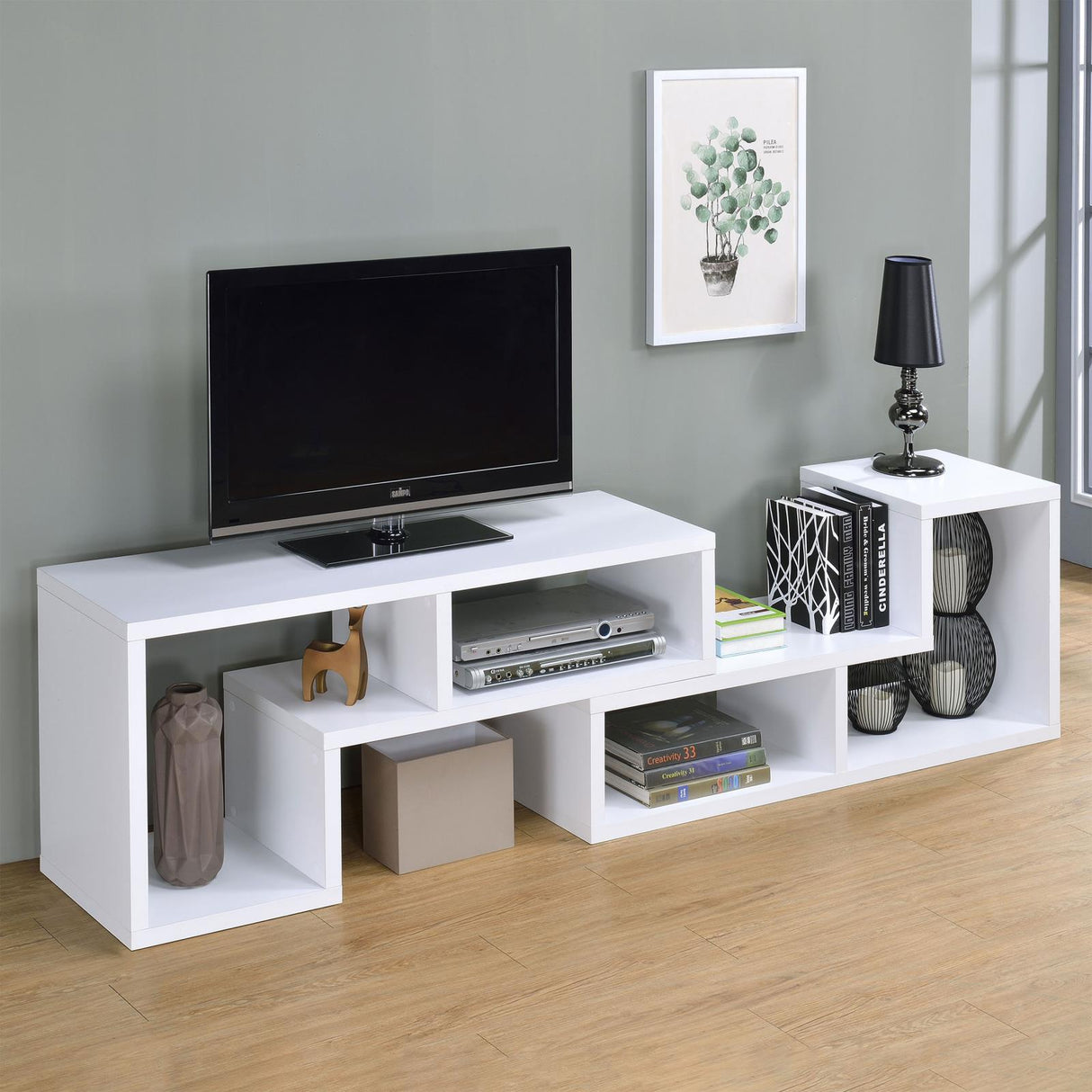 Velma White Convertible TV Console/Bookcase by Coaster at Eve Furniture