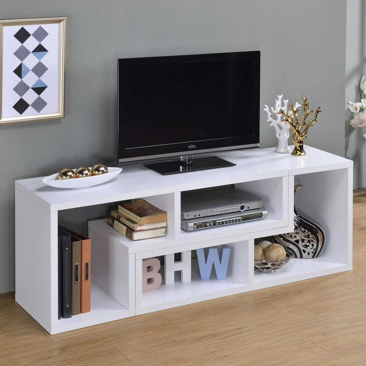 Velma White Convertible TV Console/Bookcase by Coaster at Eve Furniture
