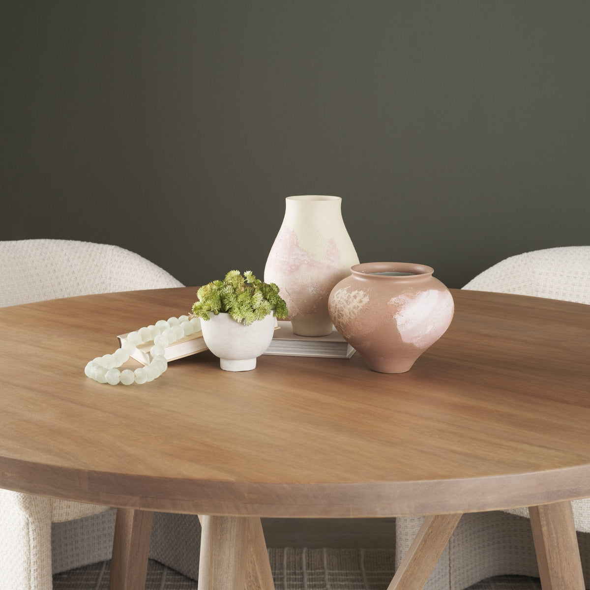 Velo Brown w/White Hand-Painted Terracotta Decorative Vase by Mercana at Eve Furniture